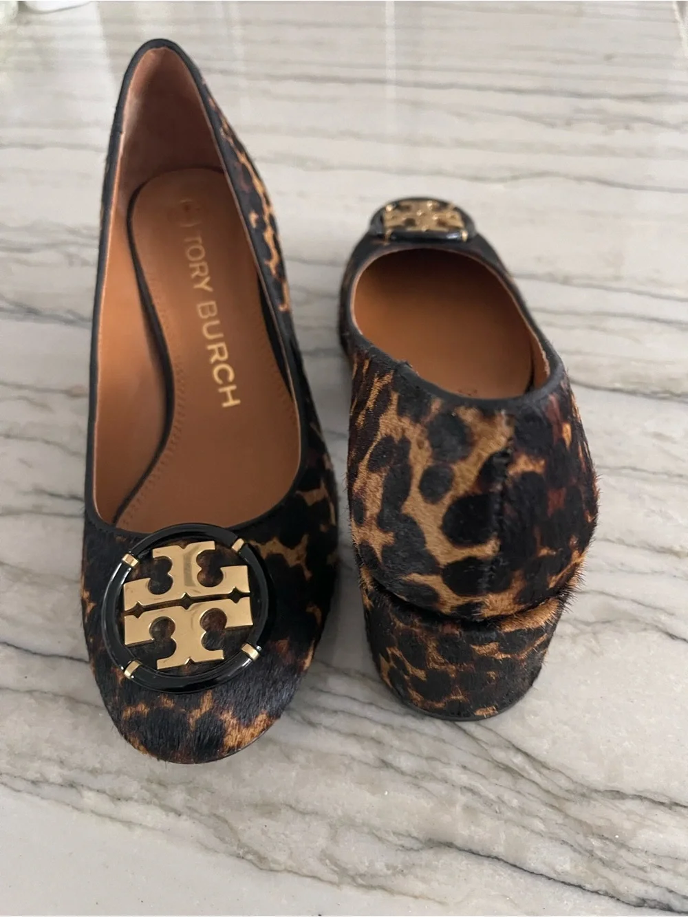Tory Burch Leopard-Print Logo Pumps Gold/Black/Brown